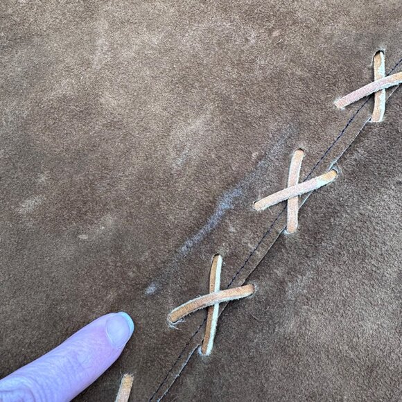 Vintage Suede Leather Poncho Western Brown Fringe Handmade Unisex Southwestern - Picture 7 of 10